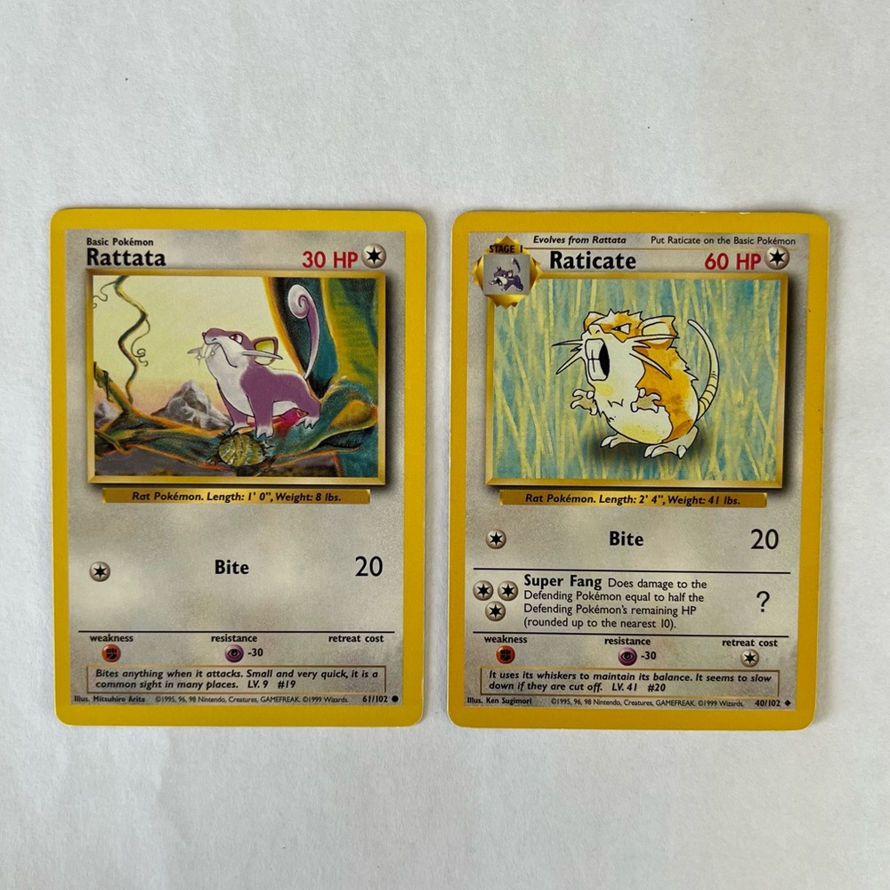 Vintage Pokemon Rattata & Raticate Playing Card